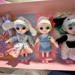 3 Lovely Count Set Mini 6.3" Adorable Sanrio Theme Joint Posable Doll 