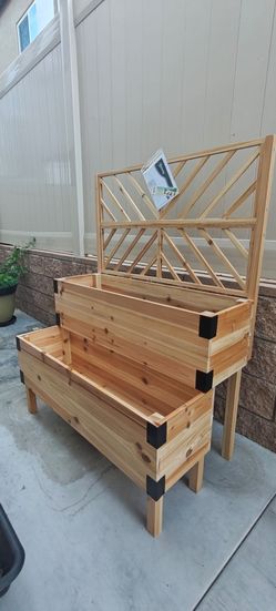 Outsunny Tiered Raised Garden Bed with Trellis