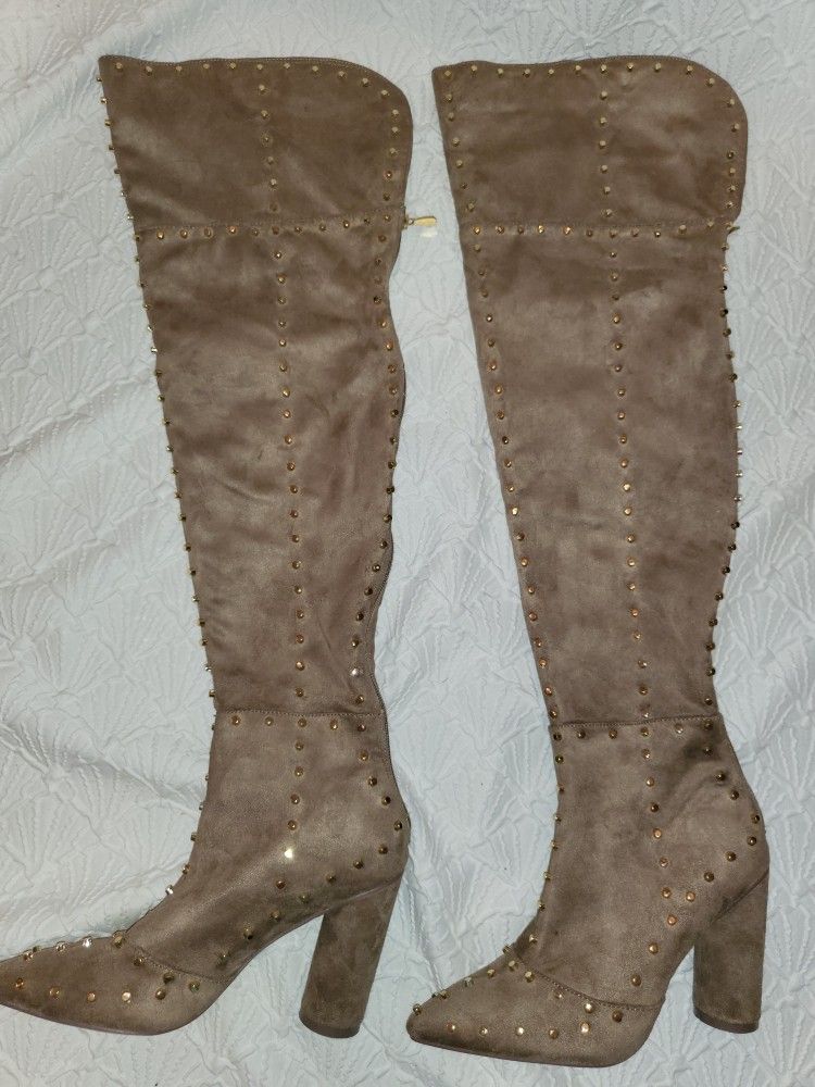 *NEW* Venus Thigh High Gold Studded Boots