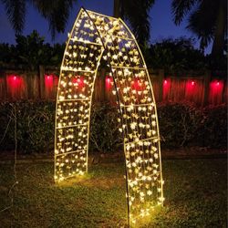 Warm White chasing Flower style LED Christmas Arch / Wedding Arch 7.5'Ft Tall X 5FT wide 