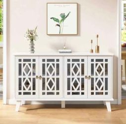 52" Buffet Cabinet with Storage,Sideboard with 4 Doors, Skeletonized Coffee Bar with Storage, Sidebo