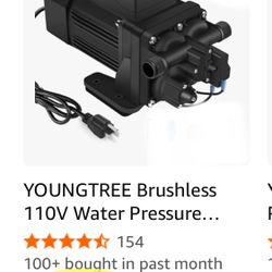 YOUNGTREE Brushless 110V Water Pressure Transfer Pump Continuous Duty 6.0GPM 55PSI On Demand Fresh Water Diaphragm Pump 110 Volt AC PUMP ONLY!