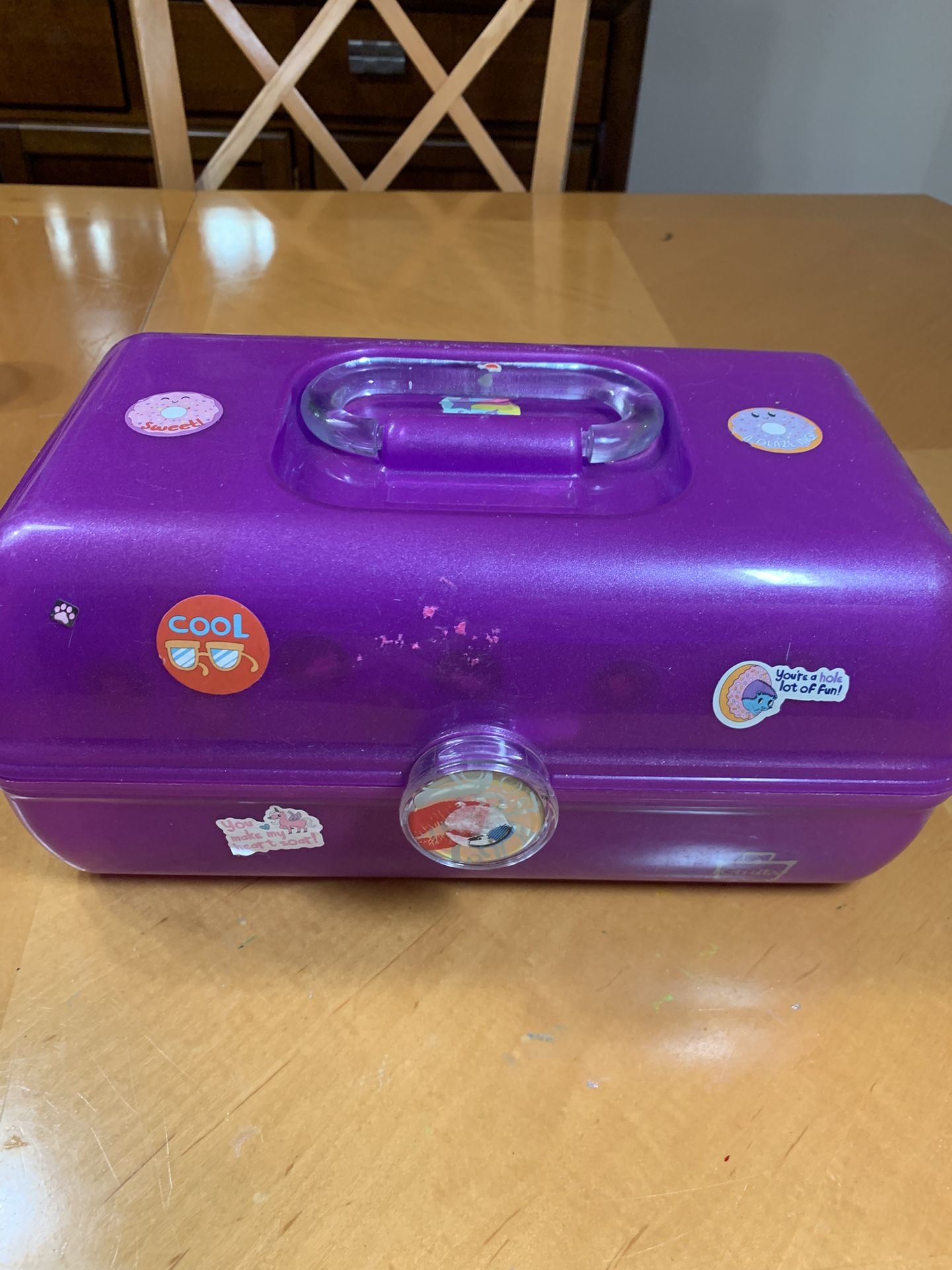 Caboodles On the Go Girl Makeup Bag stickers come off w rubbing alcohol Coral Springs 33071