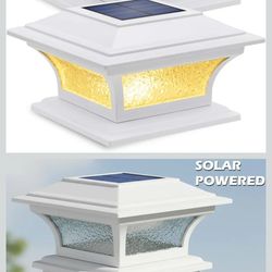 Solar Post Lights Outdoor LED Fence Cap Light 2 Modes for 4x4 5x5 6x6 Posts Patio Deck Garden Decoration Warm White/Cool White Lighting White