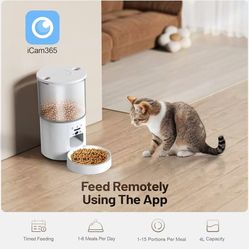 4L Smart Automatic Pet Feeder with Camera for Cat and Dog, Night Vision, 5G and 2.4G Wi-Fi, Up to 10 Meals Per Day, Automated Pet Food Feeding Solutio