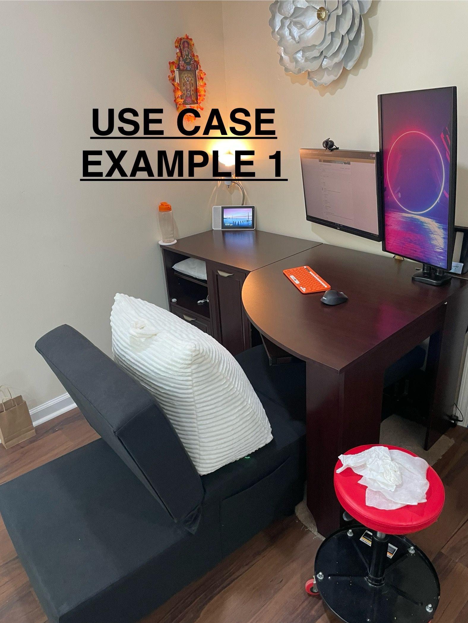 Ottoman Office Chair and Sofa bed 3-in-1 Adjustable Futon Lounge ✅
