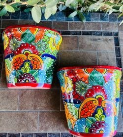 Set of 2 Talavera Wall Pot Planters