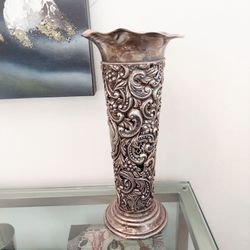 Antique Sterling Silver Vase. 808, 12 Inches  