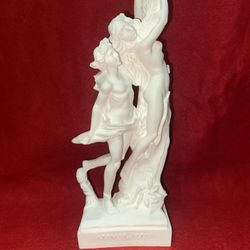9 Inch Alabaster Greek Apollo & Daphni Figurine Imported From Greece