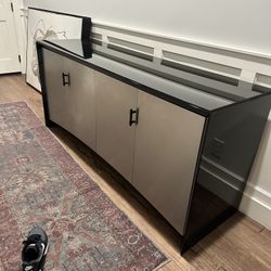 Black Silver Buffet Table And Framed Canvas Art 