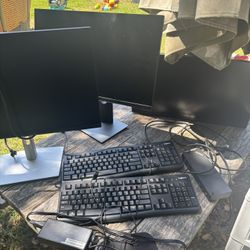 Computer Monitors, Ac Adapter, Thinkpad USB Dock, One Mouse, Two Keyboards