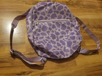 Brand New Purple And Lavendar Animal Print Kids Back Pack With Pocket And Adjustable Straps! Never Used!