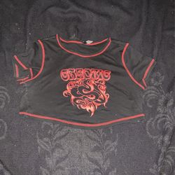 Black and red copped top