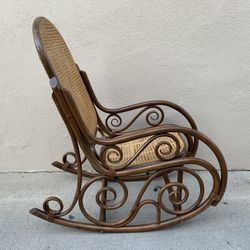 Wicker Bentwood Thonet Style Rocking Chair
