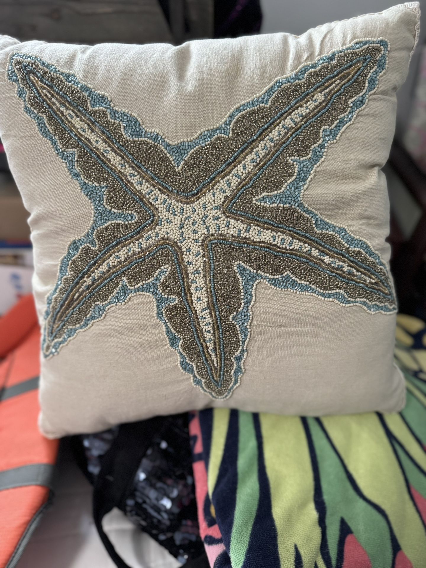 STARFISH BEADED PILLOW…. Peir One