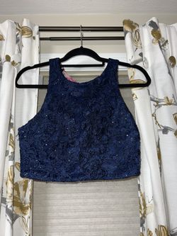 Navy Blue Flower Top & Skirt Set  - 9 