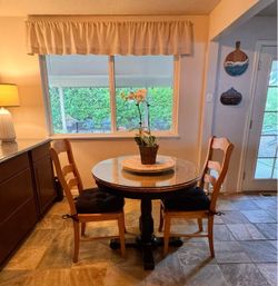 36” Round Pedestal Table and Two Chairs