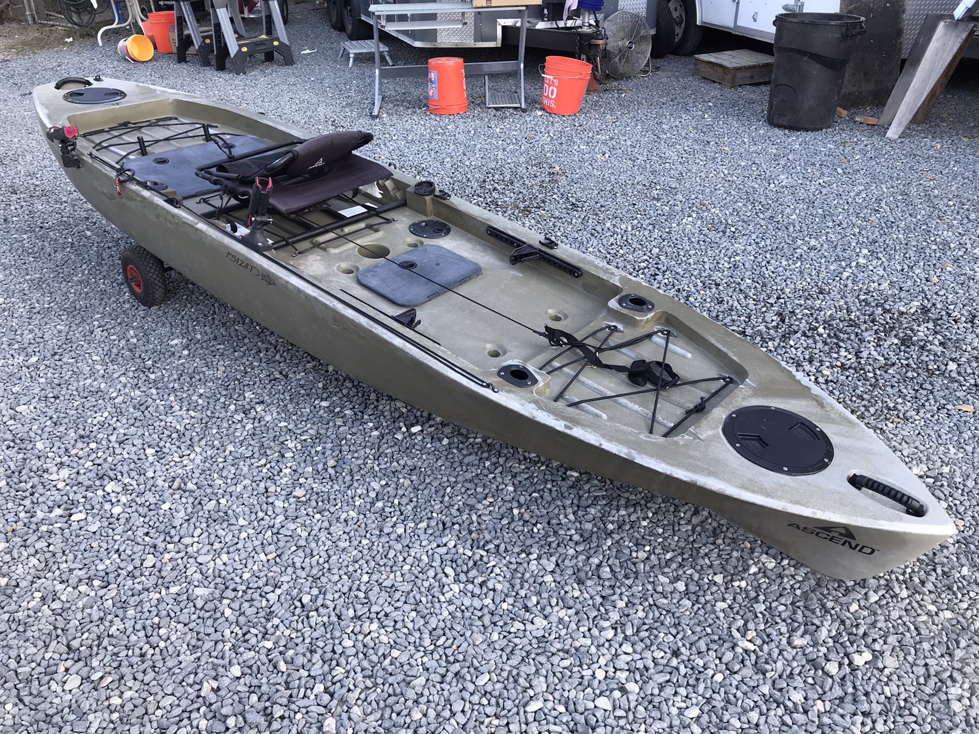 Ascend FS128T Fishing Kayak w/ Paddle & Trolling Motor