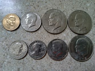 Old Coins LOT 1970s Vintage Dollar Coins Eisenhower Liberty Susan B Anthony