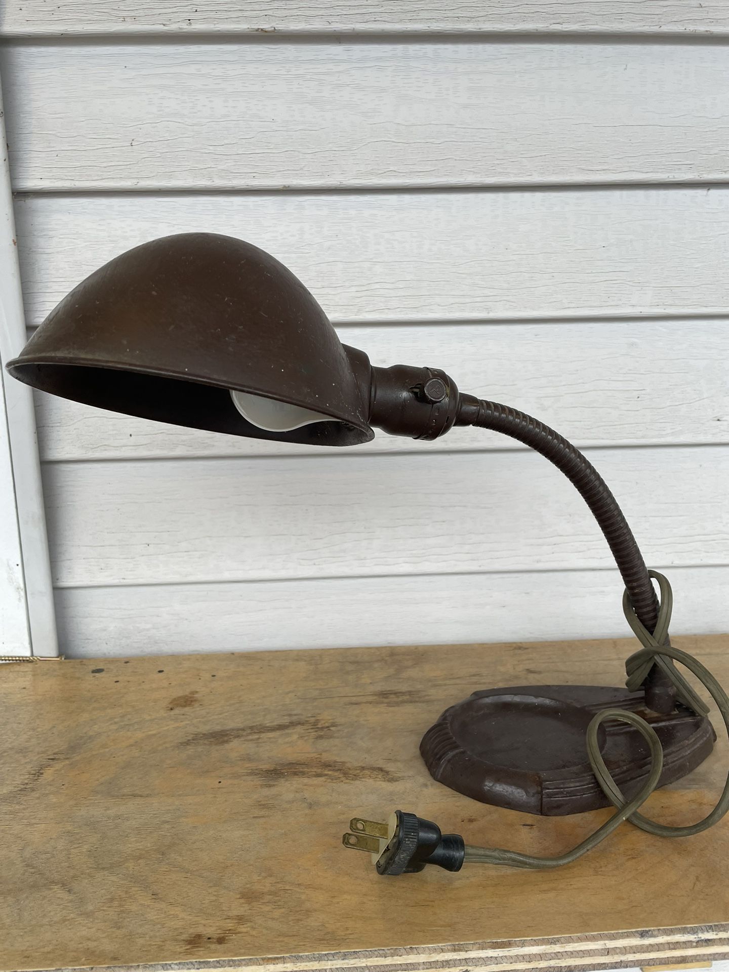 Antique Iron Art Deco Steampumk Industrial Gooseneck Desk Table Lamp