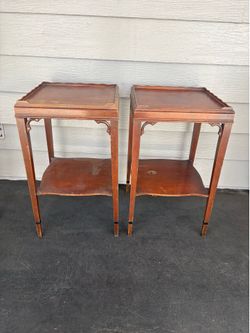 Vintage mahogany wood side end tables stands project