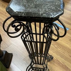 vintage 36" wrought iron Plant stand with Marble top
