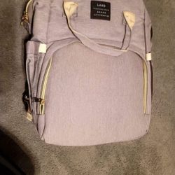 Diaper Bag Backpack, USB Port, 3 Toys, Grey. Brand New. 