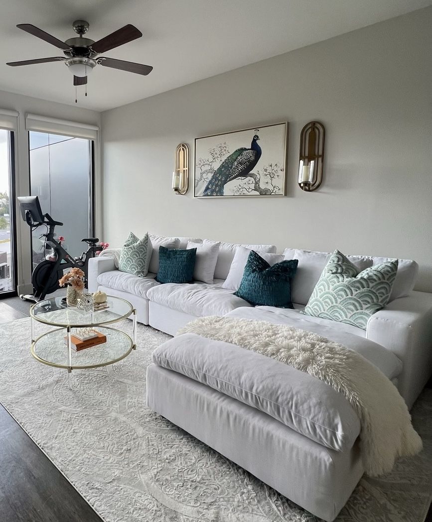 Commix Down Filled Overstuffed 4 Piece Sectional Sofa Set White