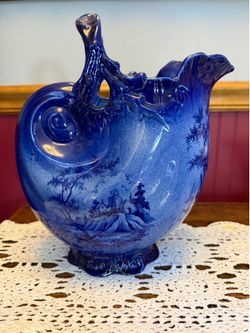 Vintage Flow Blue Style Empress Staffordshire Pitcher