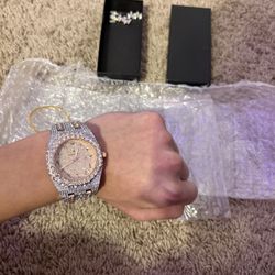 Rose gold royal oak moissanite AP watch fits all sizes