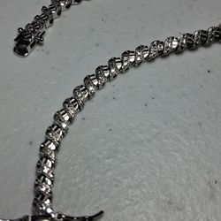 Tennis Twisted Silver Bracelet Marked 925