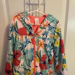 Girls Cat & Jack Lightweight Floral Jacket Windbreaker Flannel Lined Size M (7|8)