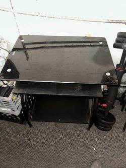 Black Glass Top Computer Desk