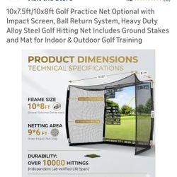 Free Brand New 10x7.5ft/10x8ft Golf Practice Net Optional with Impact Screen, Ball Return System, Heavy Duty Alloy Steel Golf Hitting Net