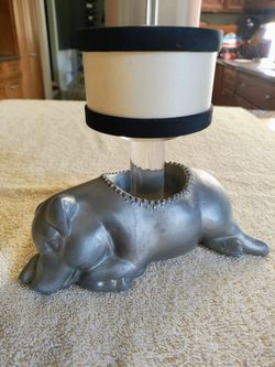 Vintage Morton's Steakhouse Pewter Sleeping Pig Oil Lamp Base