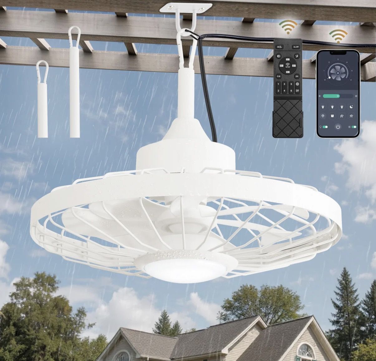 BRAND NEW IN BOX β LEDIARY 20β Outdoor Ceiling Fan with Lights (White)