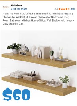 2 Floating Shelves 48W x 12D