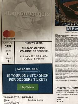 Dodger Vs. Cubs 5/27