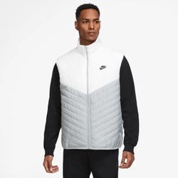 NEW Nike Mens Large Sportswear Therma-Fit Repel Puffer Vest White Gray Insulated