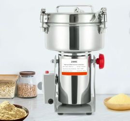 Electric Commercial Grain Grinder, Stainless Steel Spice Grinder with Intelligent Timer Countertop Grinding Machine for Grains, Spices, Coffee Beans (