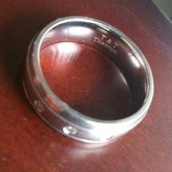 Titanium wedding band (mens) with diamonds