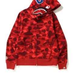 Bape Red Camp Zip Up 