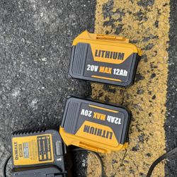 2 Packs 12Ah 20V Replacement for Dewalt 20V Max Battery Lithium Ion Compatible with 20 and Charger