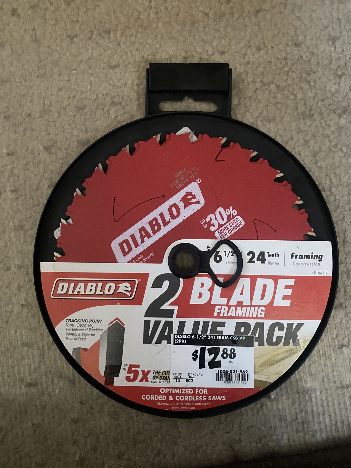 DIABLO 6-1/2in. x 24-Teeth Framing Circular Saw Blade for Wood (2-Pack)