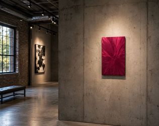 Vintage Wall Solid Metal Sheet Original Fine Art Fuchsia 11” Rare Studio Design Designer Red Hot Pink Rose Modern Rustic Abstract Loft HILLCREST