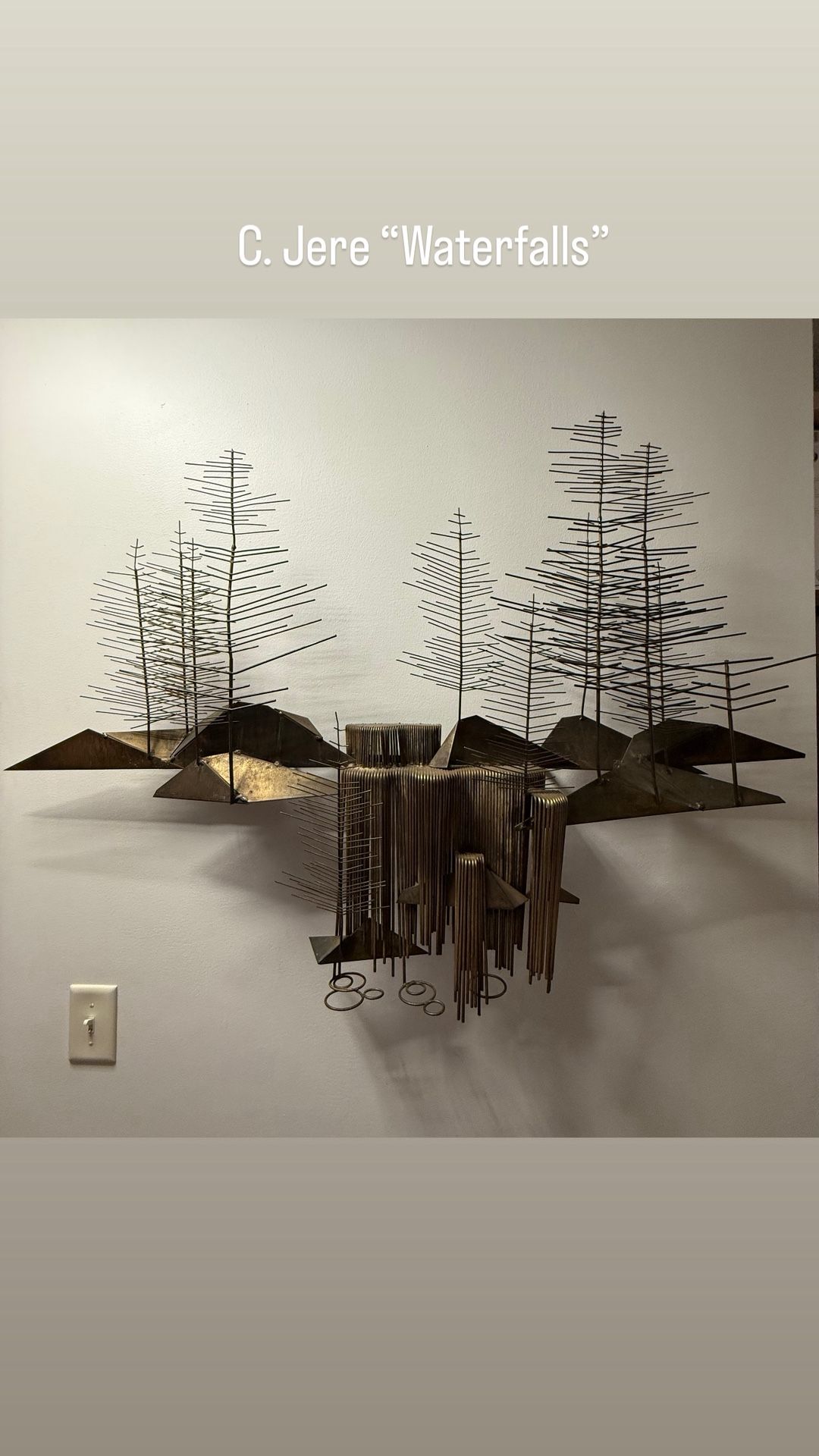 Curtis Jere “Waterfall” - Brutalist Metal Wall Sculpture Art (signed)