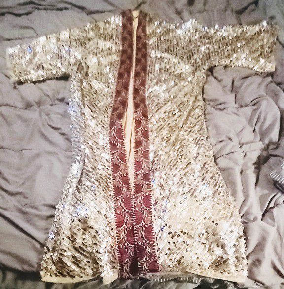 Gold Sequin Robe xs By, Free People