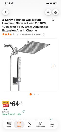 Chrome Wall Mount Handheld Shower Head Set