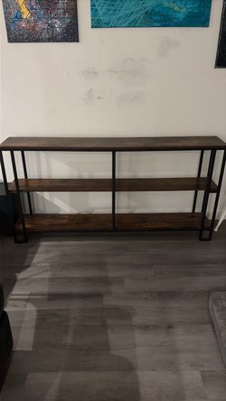 Industrial Console Table with Shelves
