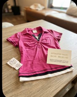NWOT Vintage layered look fuchsia polo top -XL